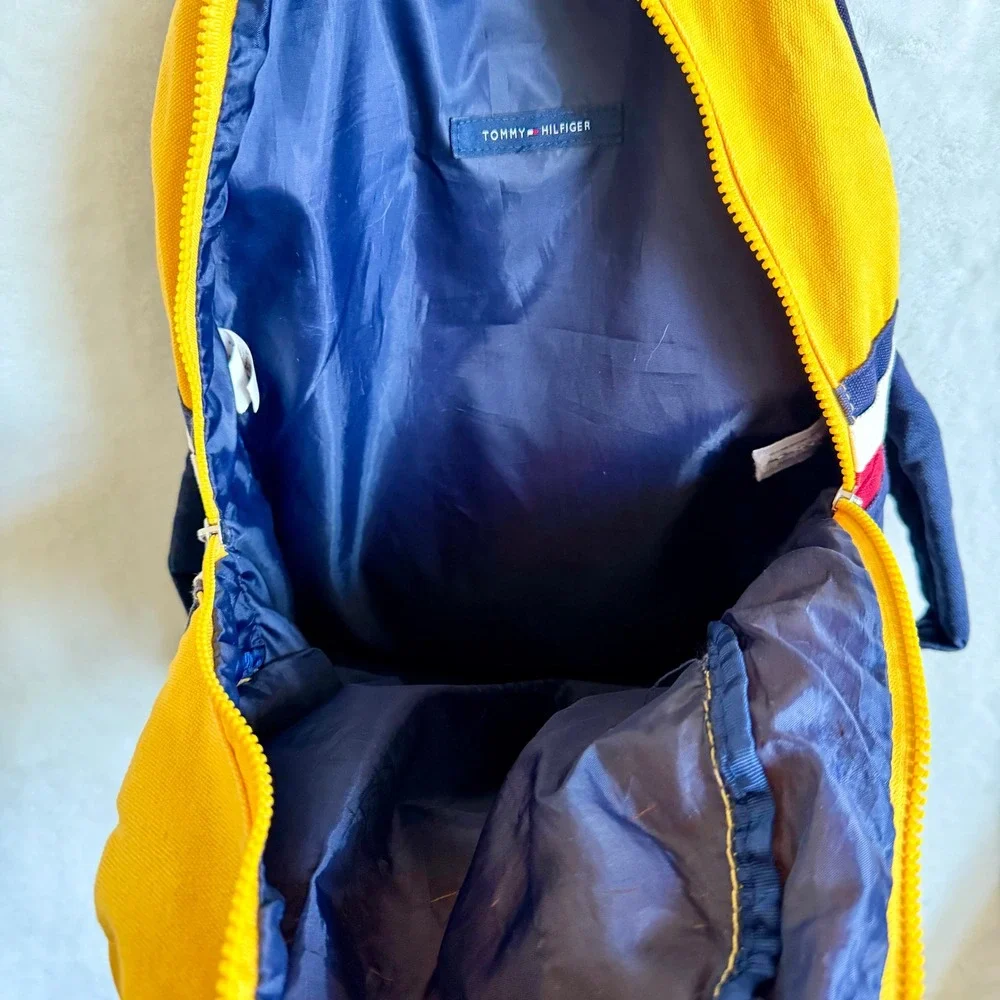 Tommy Hilfiger Vintage 90s Colorblock Spellout Backpack Big Logo Canvas Y2K